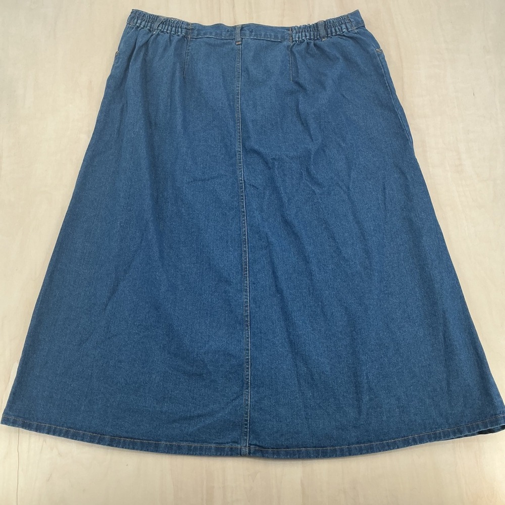 Woman Within Button Front A-Line Midi 90s Denim Skirt Wms 22W Blue Cottagecore - Picture 10 of 10